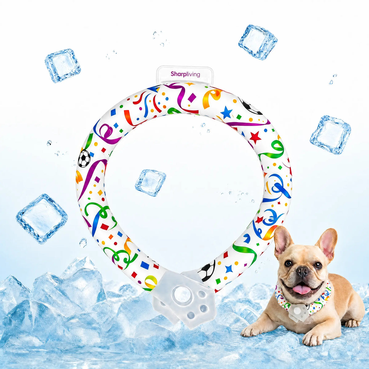 Professional Reusable Pet Cooling Collar with 64°F PCM Ice Ring for Dogs and Cats - Sweat-Free, Fast Freeze Neck Wrap for Summer Outdoor Activities, Travel, and Heatstroke Prevention - Safe Premium TPU Design for Puppies and Large Dogs