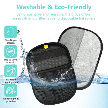 Enhanced Pet Hair Removal Glove for Dogs and Cats, Electrostatic Reusable Brush Glove, Washable Tool for Clothing, Upholstery, Rugs, and Automotive Interiors
