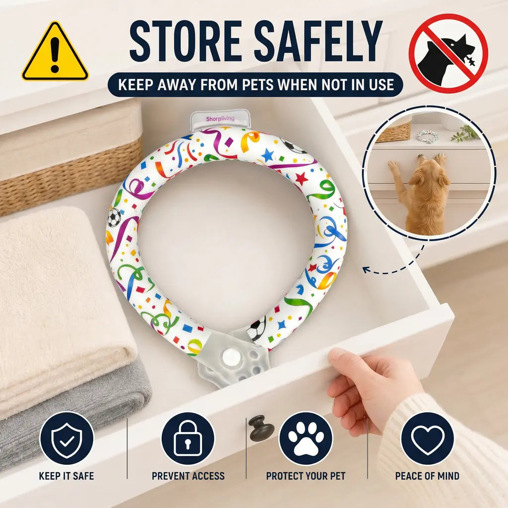 Professional Reusable Pet Cooling Collar with 64°F PCM Ice Ring for Dogs and Cats - Sweat-Free, Fast Freeze Neck Wrap for Summer Outdoor Activities, Travel, and Heatstroke Prevention - Safe Premium TPU Design for Puppies and Large Dogs