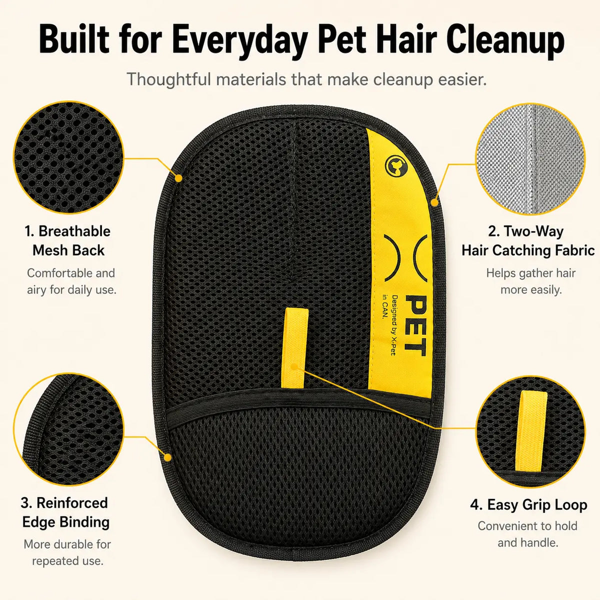 Electrostatic Pet Hair Removal Glove for Dogs and Cats - Reusable Multi-Surface Lint Cleaning Tool for Sofas, Clothes, Beds, and Car Seats