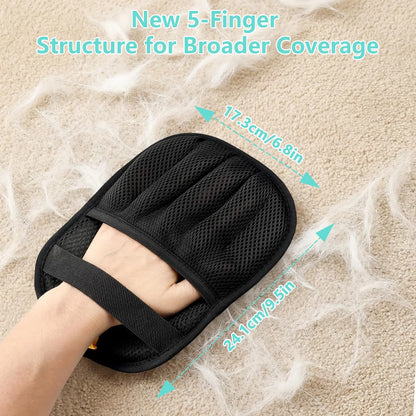 Enhanced Pet Hair Removal Glove for Dogs and Cats, Electrostatic Reusable Brush Glove, Washable Tool for Clothing, Upholstery, Rugs, and Automotive Interiors
