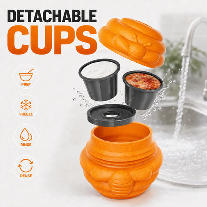 3-in-1 Honey Jar Dog Toy - Versatile Freezable Lick Bowl, Treat Dispenser, and Chew-Resistant Enrichment Toy with Two Detachable Cups for Daily Play and Outdoor Adventures