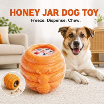 3-in-1 Honey Jar Dog Toy - Versatile Freezable Lick Bowl, Treat Dispenser, and Chew-Resistant Enrichment Toy with Two Detachable Cups for Daily Play and Outdoor Adventures