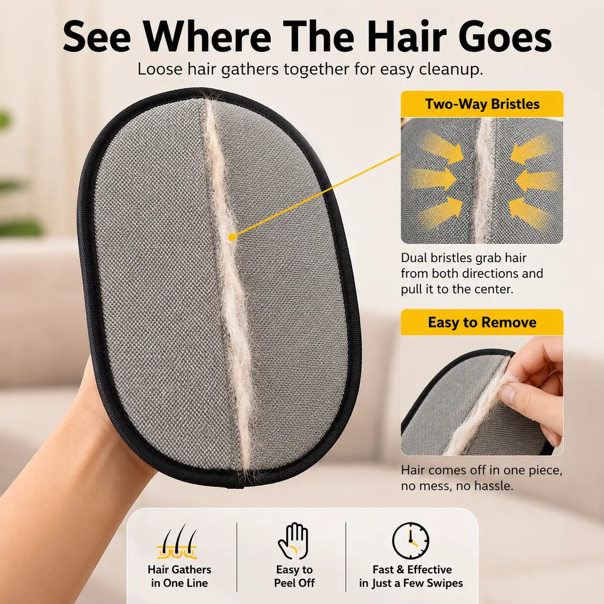 Electrostatic Pet Hair Removal Glove for Dogs and Cats - Reusable Multi-Surface Lint Cleaning Tool for Sofas, Clothes, Beds, and Car Seats