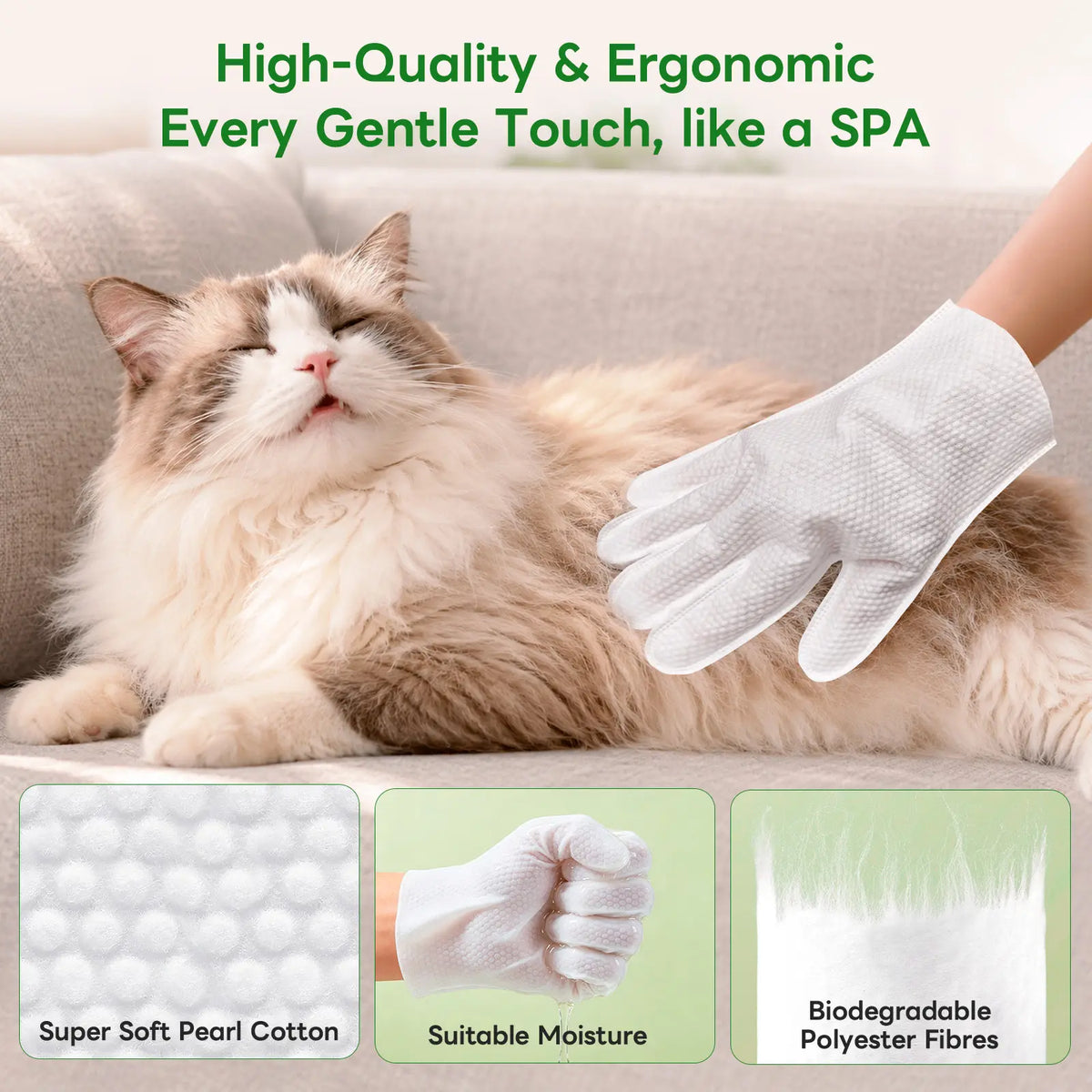 Professional Pet Grooming Wipes for Dogs and Cats - No-Rinse, Deodorizing, Hypoallergenic Cleaning Solution for Paws, Fur, Face, Ears, and Rear - Extra Thick Daily Care Wipes