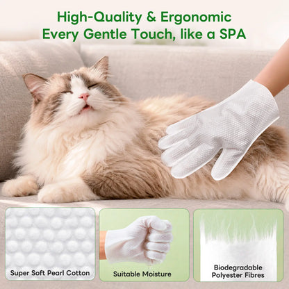 Professional Pet Grooming Wipes for Dogs and Cats - No-Rinse, Deodorizing, Hypoallergenic Cleaning Solution for Paws, Fur, Face, Ears, and Rear - Extra Thick Daily Care Wipes