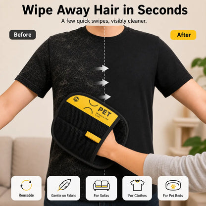 Electrostatic Pet Hair Removal Glove for Dogs and Cats - Reusable Multi-Surface Lint Cleaning Tool for Sofas, Clothes, Beds, and Car Seats