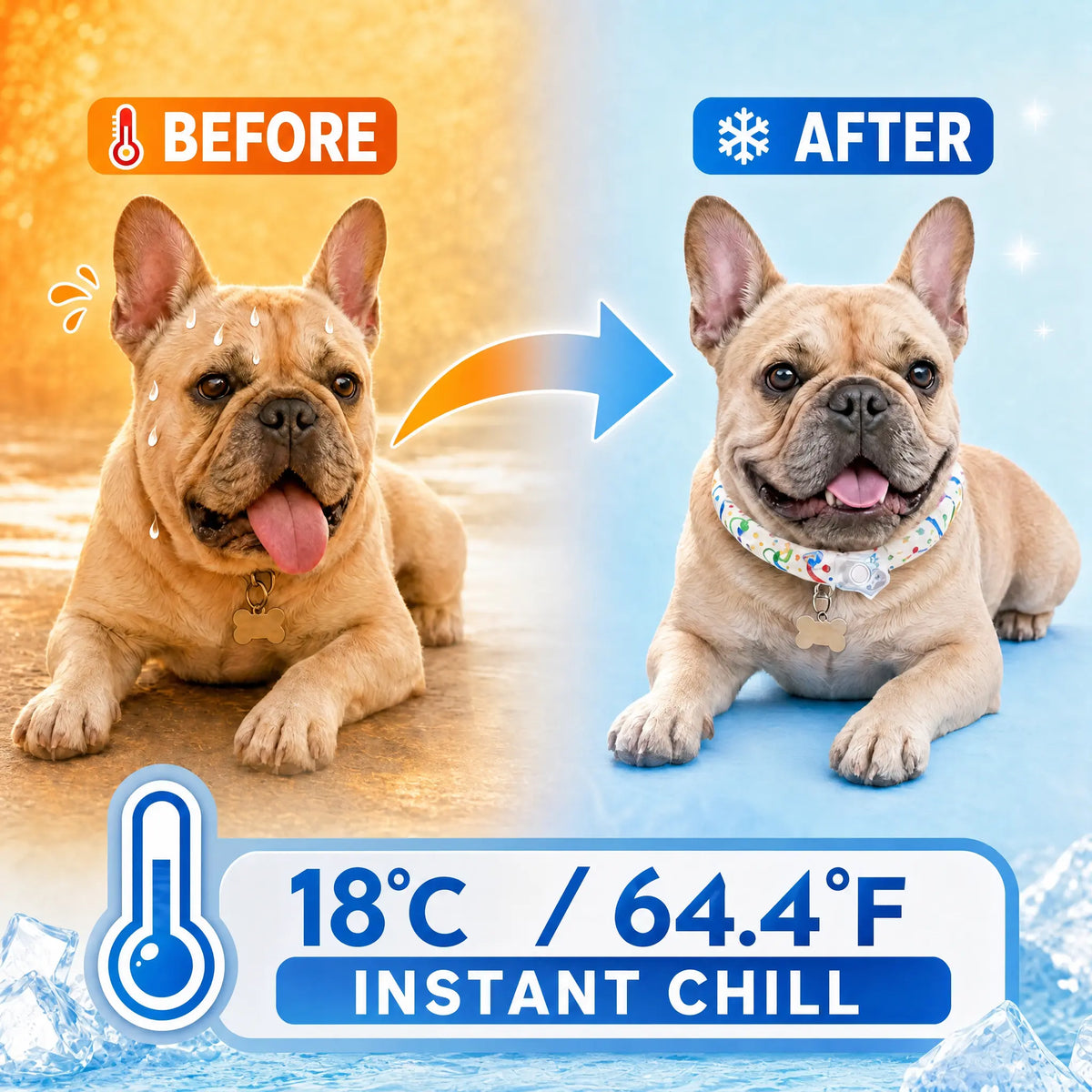 Professional Reusable Pet Cooling Collar with 64°F PCM Ice Ring for Dogs and Cats - Sweat-Free, Fast Freeze Neck Wrap for Summer Outdoor Activities, Travel, and Heatstroke Prevention - Safe Premium TPU Design for Puppies and Large Dogs