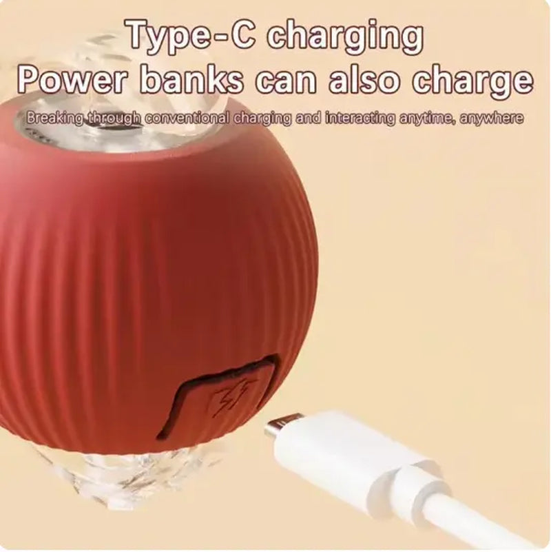 Interactive USB-Charged Rolling Ball Cat Toy with Teasing Stick - Durable and Safe Anti-Boredom Supplies for All Breeds