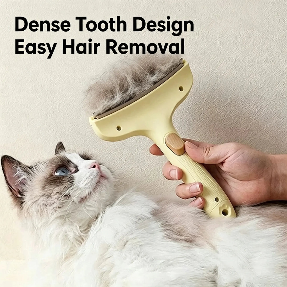 Pet Deshedding Brush for Cats and Dogs | Self-Cleaning Undercoat Remover with Safe Curved Blade, Reduces Shedding by 90%, Ergonomic Anti-Slip Grip Grooming Tool