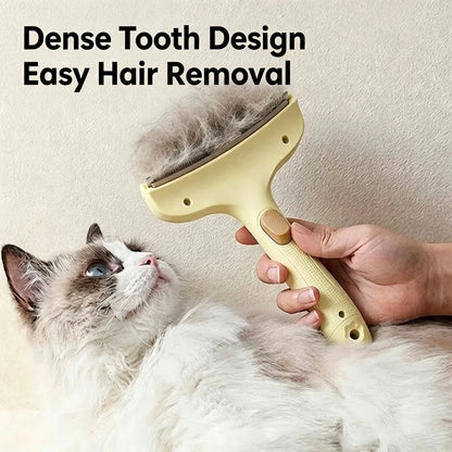 Pet Deshedding Brush for Cats and Dogs | Self-Cleaning Undercoat Remover with Safe Curved Blade, Reduces Shedding by 90%, Ergonomic Anti-Slip Grip Grooming Tool
