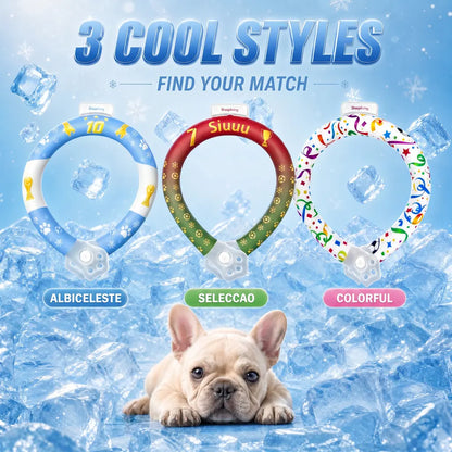 Professional Reusable Pet Cooling Collar with 64°F PCM Ice Ring for Dogs and Cats - Sweat-Free, Fast Freeze Neck Wrap for Summer Outdoor Activities, Travel, and Heatstroke Prevention - Safe Premium TPU Design for Puppies and Large Dogs