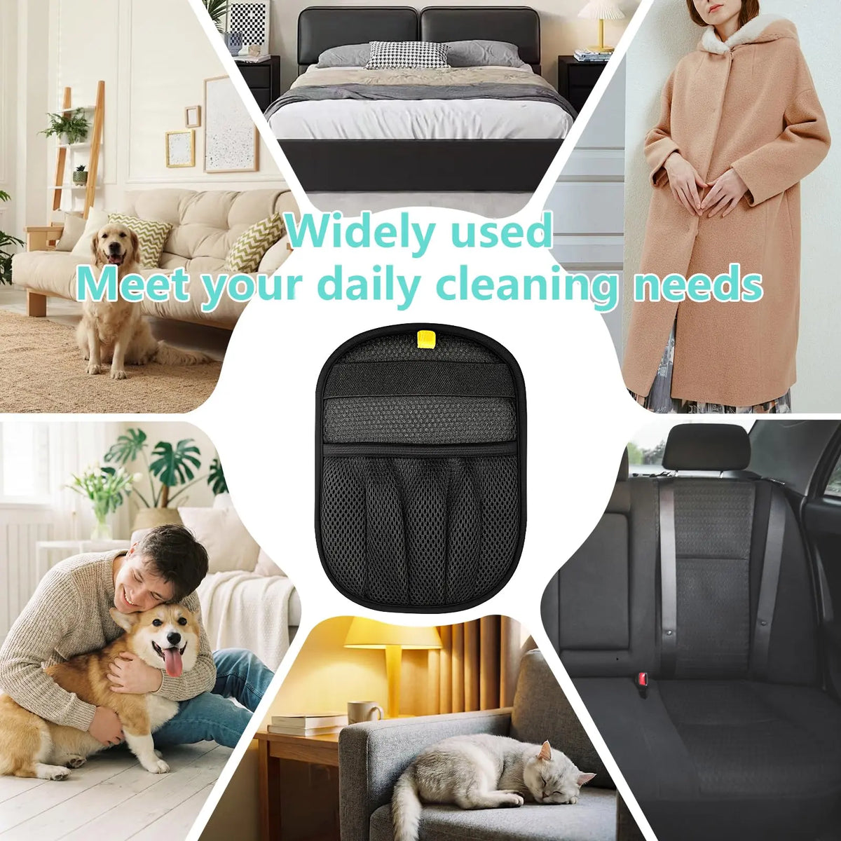 Enhanced Pet Hair Removal Glove for Dogs and Cats, Electrostatic Reusable Brush Glove, Washable Tool for Clothing, Upholstery, Rugs, and Automotive Interiors