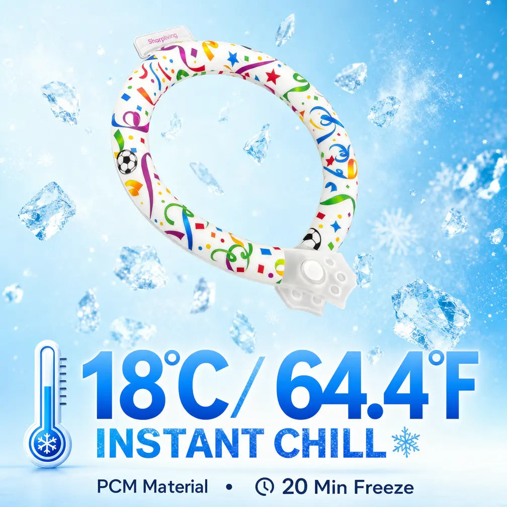 Professional Reusable Pet Cooling Collar with 64°F PCM Ice Ring for Dogs and Cats - Sweat-Free, Fast Freeze Neck Wrap for Summer Outdoor Activities, Travel, and Heatstroke Prevention - Safe Premium TPU Design for Puppies and Large Dogs