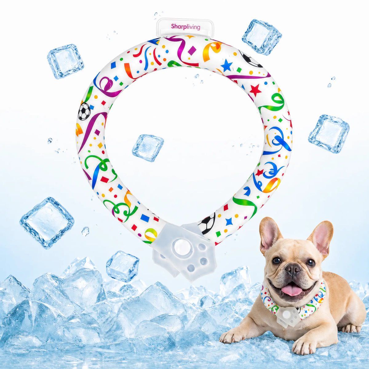 Professional Reusable Pet Cooling Collar with 64°F PCM Ice Ring for Dogs and Cats - Sweat-Free, Fast Freeze Neck Wrap for Summer Outdoor Activities, Travel, and Heatstroke Prevention - Safe Premium TPU Design for Puppies and Large Dogs