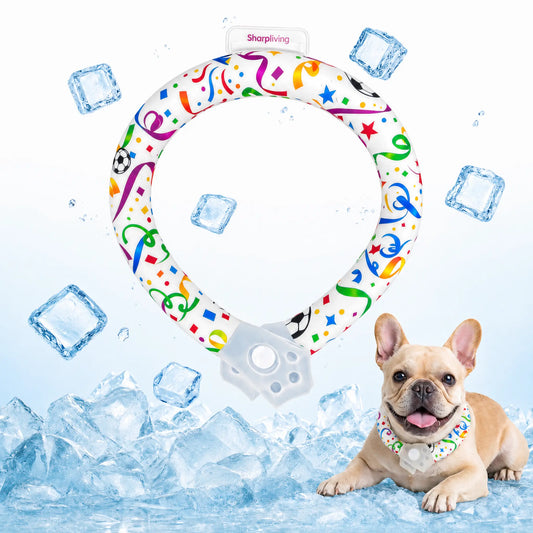 Professional Reusable Pet Cooling Collar with 64°F PCM Ice Ring for Dogs and Cats - Sweat-Free, Fast Freeze Neck Wrap for Summer Outdoor Activities, Travel, and Heatstroke Prevention - Safe Premium TPU Design for Puppies and Large Dogs