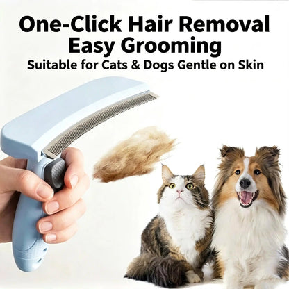 Pet Deshedding Brush for Cats and Dogs | Self-Cleaning Undercoat Remover with Safe Curved Blade, Reduces Shedding by 90%, Ergonomic Anti-Slip Grip Grooming Tool