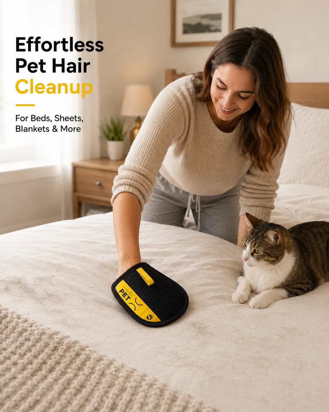 Electrostatic Pet Hair Removal Glove for Dogs and Cats - Reusable Multi-Surface Lint Cleaning Tool for Sofas, Clothes, Beds, and Car Seats