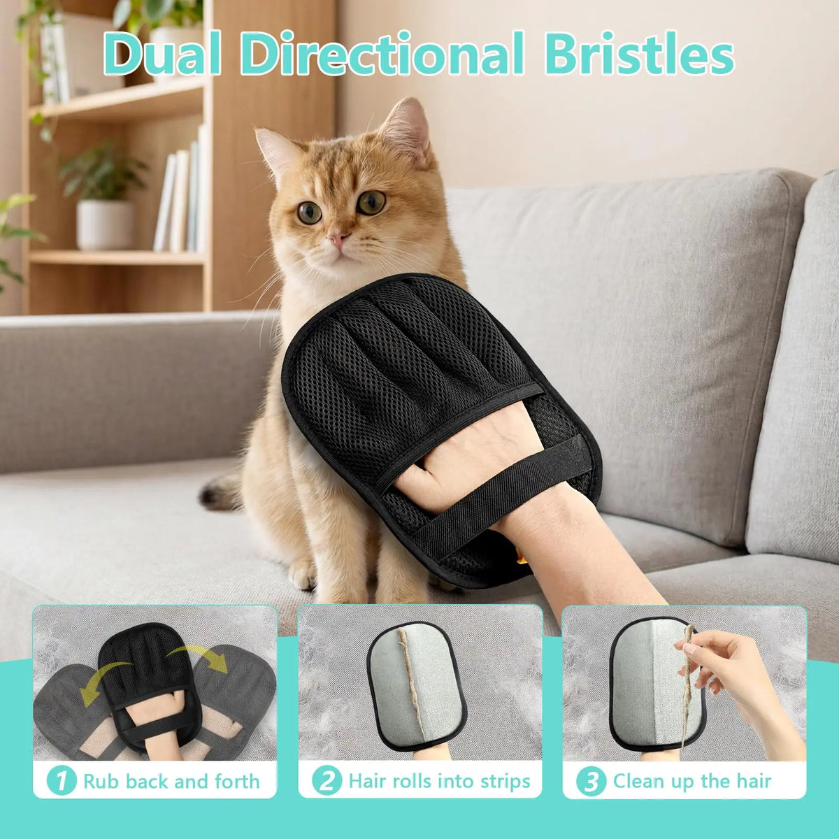 Enhanced Pet Hair Removal Glove for Dogs and Cats, Electrostatic Reusable Brush Glove, Washable Tool for Clothing, Upholstery, Rugs, and Automotive Interiors
