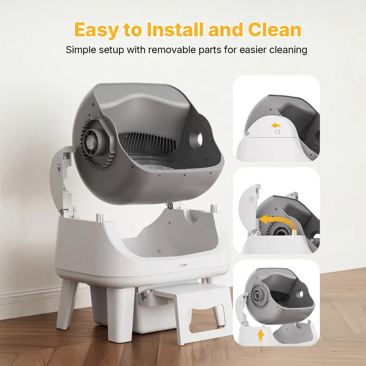 Petpivot Autoscooper 12 Lite Open-Top Automatic Self-Cleaning Cat Litter Box with Easy-Entry Front Step and Triple Safety Protection, No App Required