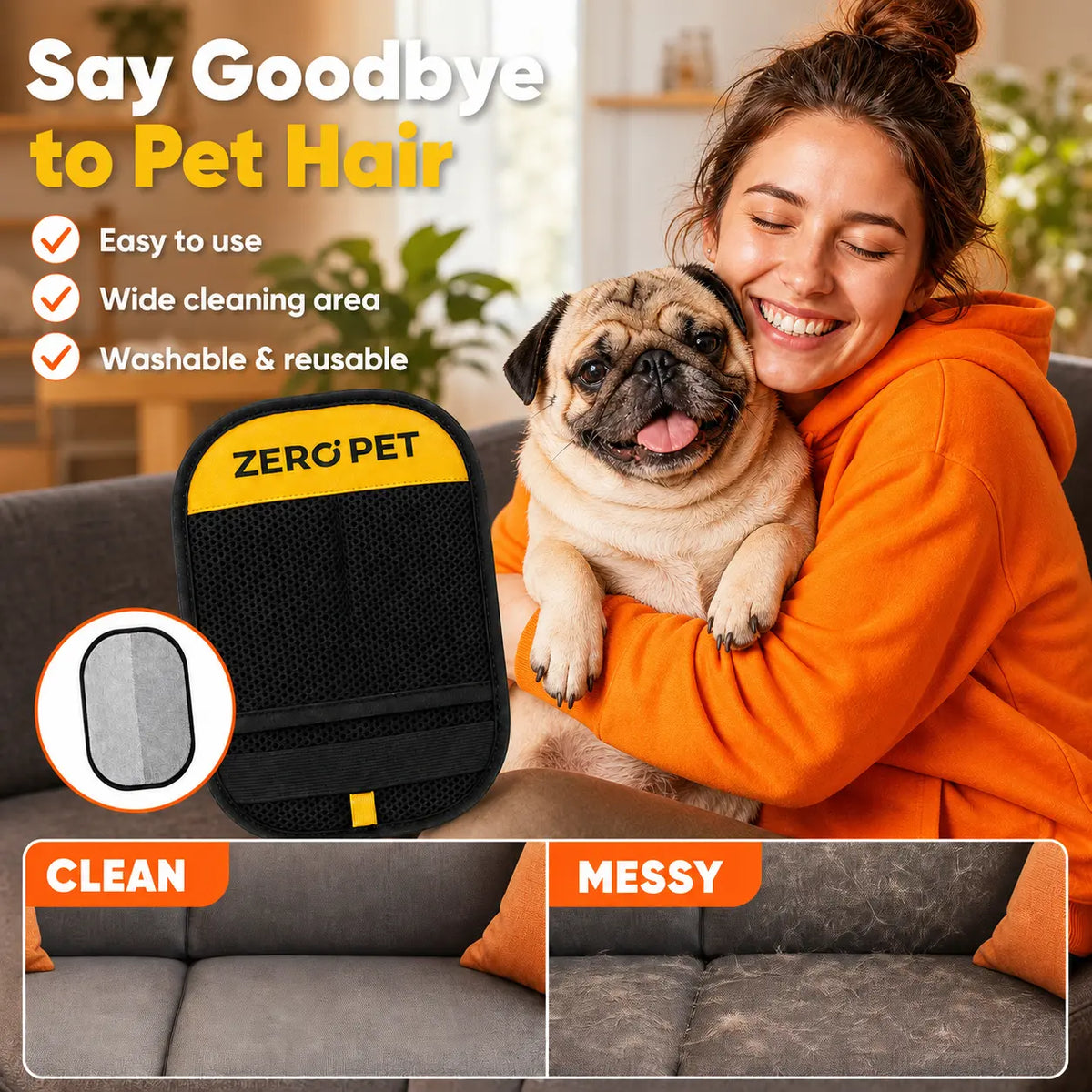 Enhanced Reusable Pet Hair Removal Mitt for Upholstery, Carpets, and Vehicle Interiors